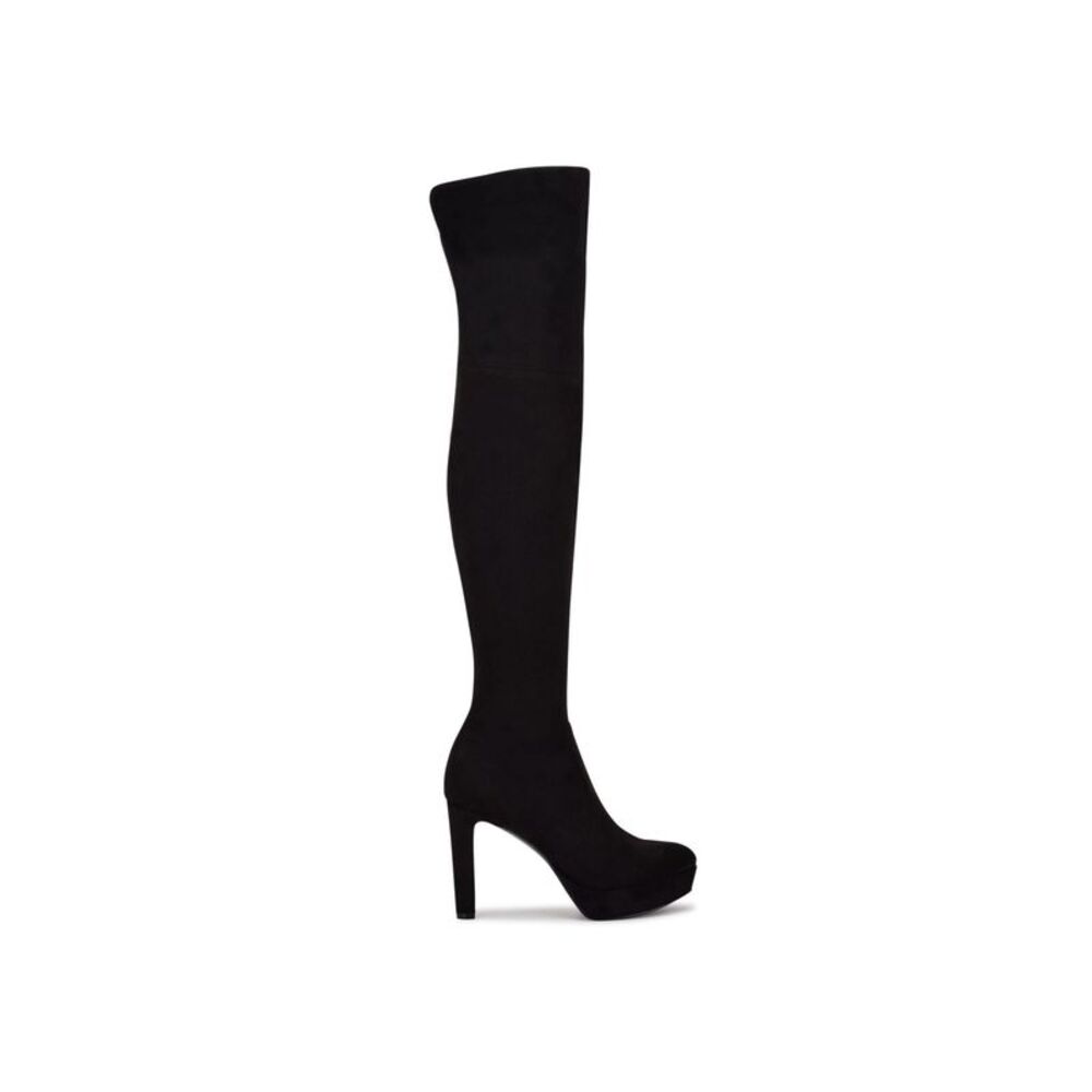 NINE WEST Womens Black 1" Platform Gotcha Round Toe Stiletto Heeled Boots 9.5 M